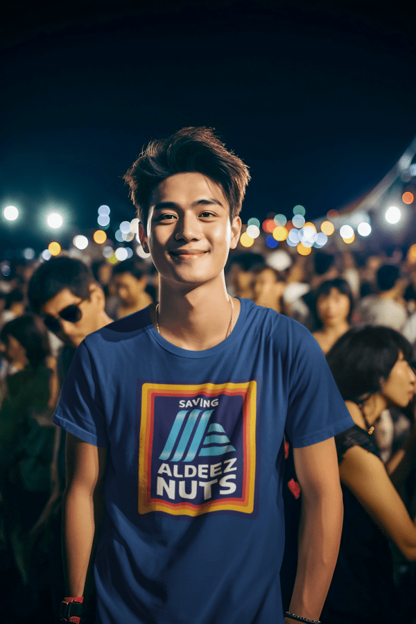 A young man in an ALLDEEZ NUTS T-Shirt standing in front of a crowd.